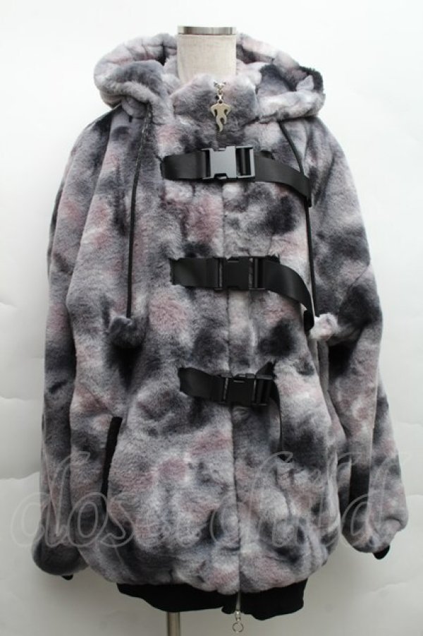 画像1: LISTEN FLAVOR / ゲーミング猫耳バックルファーブルゾン  グレー S-25-12-11-046-PU-CO-AS-ZS (1)