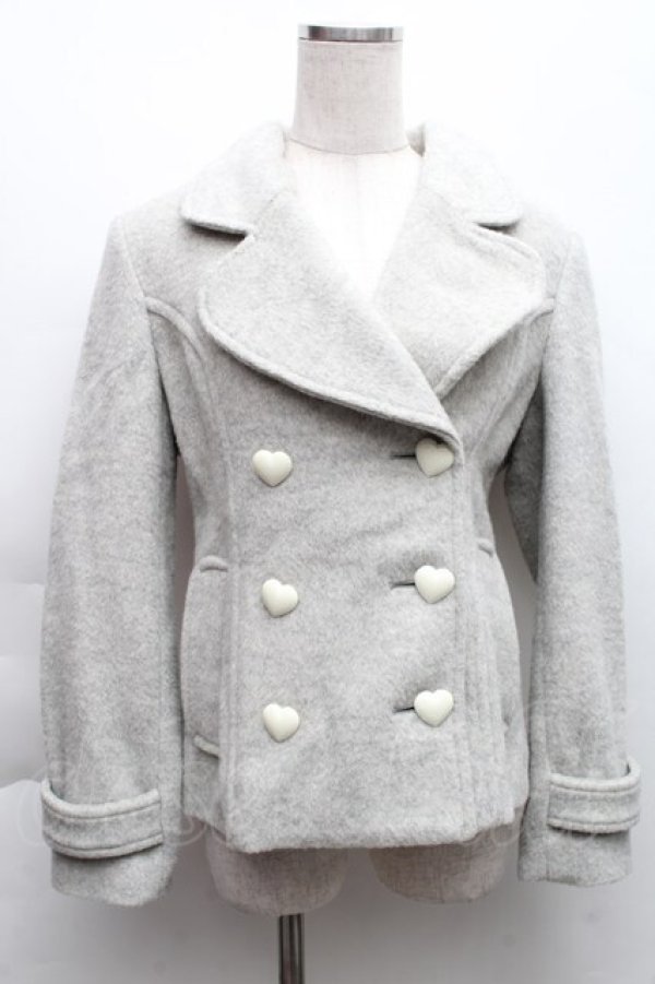 画像1: MILK / ハートボタンコート  グレー S-25-12-11-050-ML-CO-AS-ZS (1)