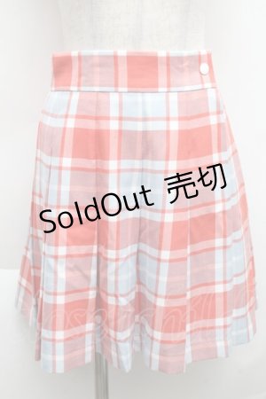 画像: MILK / TOY CHECKスカート  サックス×オレンジレッド S-25-12-11-053-ML-SK-AS-ZS
