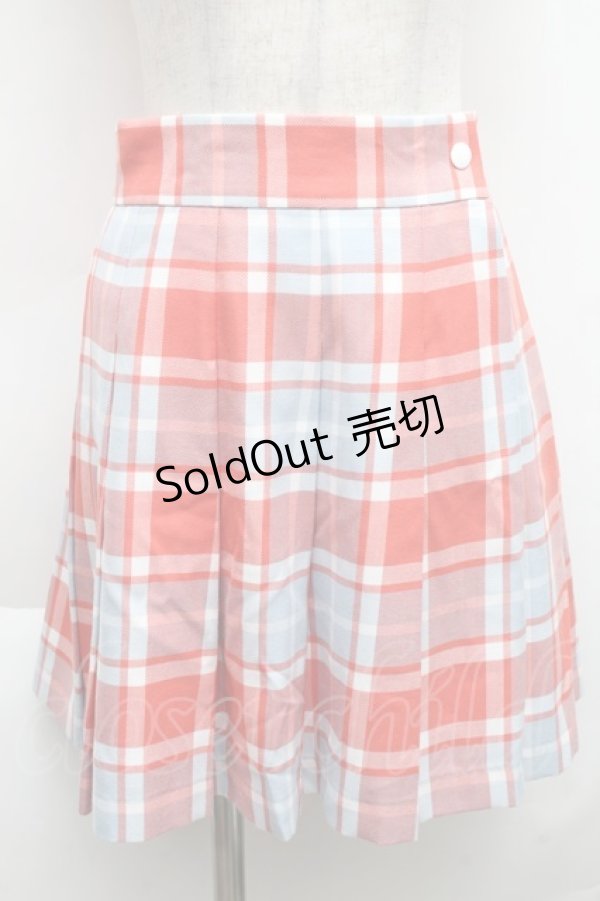 画像1: MILK / TOY CHECKスカート  サックス×オレンジレッド S-25-12-11-053-ML-SK-AS-ZS (1)