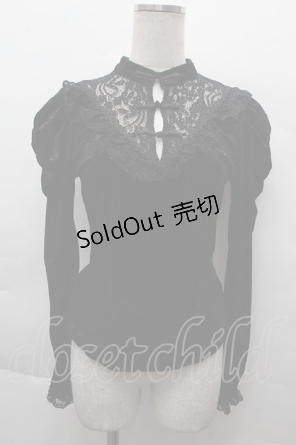 画像1: DARK IN LOVE / ジャガードベロアトップス  黒 S-25-12-11-016-PU-TO-AS-ZS (1)