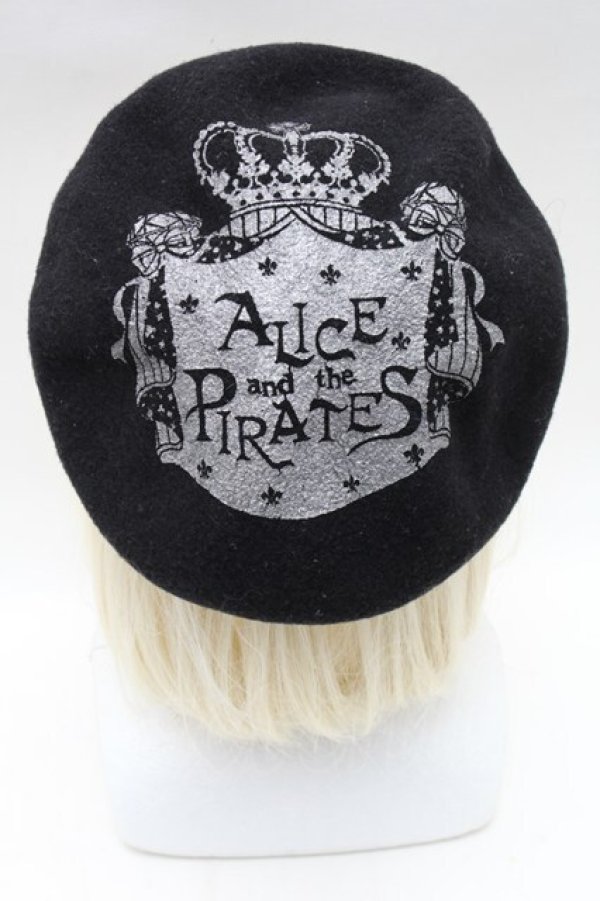 画像4: ALICE and the PIRATES / A/Pクラウンプリントベレー  黒 S-25-12-11-002-PA-AC-HR-ZS (4)