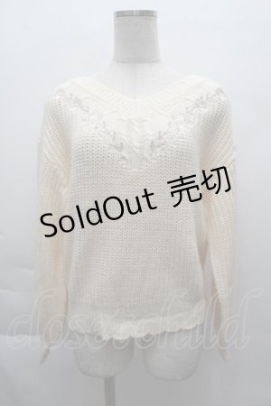 画像: axes femme / バラ刺繍ニットプルオーバー  キナリ S-25-12-11-003-AX-TO-HR-ZS