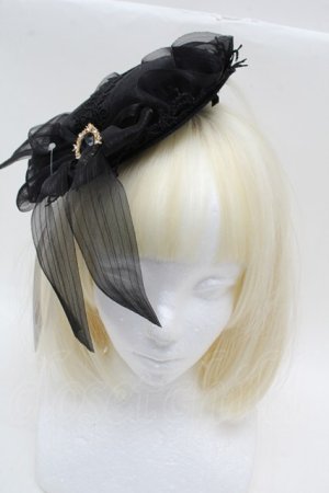 画像: axes femme / リボンフリルミニハット  黒 S-25-12-12-033-AX-AC-HR-ZS