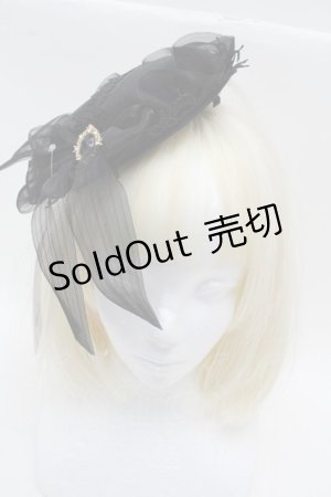 画像: axes femme / リボンフリルミニハット  黒 S-25-12-12-033-AX-AC-HR-ZS