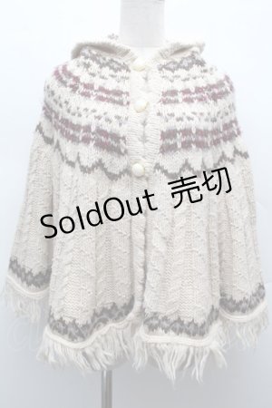 画像: axes femme / フード付きニットポンチョ  オフ S-25-12-12-040-AX-TO-AS-ZS