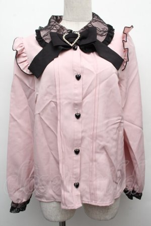 画像: DearMyLove / ラウンドカラーブラウス  ピンク S-25-12-12-041-EL-BL-AS-ZS