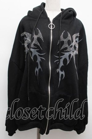 画像: VOLCAN&APHRODITE / ラインストーンパーカー  黒 S-25-12-12-049-LO-TO-AS-ZS