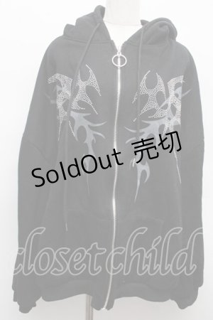 画像: VOLCAN&APHRODITE / ラインストーンパーカー  黒 S-25-12-12-049-LO-TO-AS-ZS