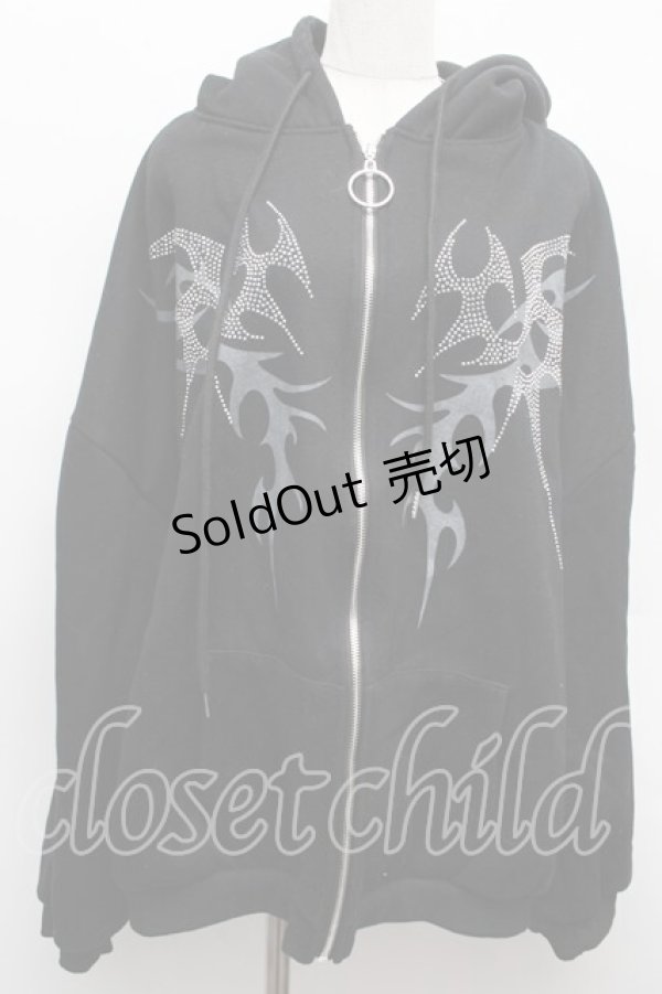 画像1: VOLCAN&APHRODITE / ラインストーンパーカー  黒 S-25-12-12-049-LO-TO-AS-ZS (1)