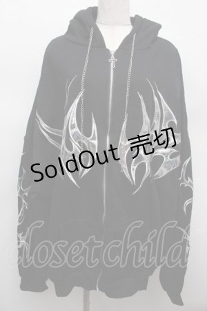 画像: VOLCAN&APHRODITE / チェーン付パーカー  黒 S-25-12-12-050-LO-TO-AS-ZS