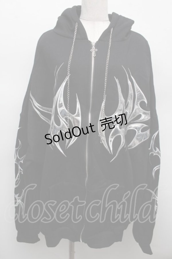 画像1: VOLCAN&APHRODITE / チェーン付パーカー  黒 S-25-12-12-050-LO-TO-AS-ZS (1)