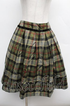 画像: Jane Marple / ウールチェックスカート  カーキ S-25-12-12-059-JM-SK-HR-ZS