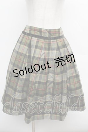 画像: Jane Marple / ウールチェックスカート  カーキ S-25-12-12-059-JM-SK-HR-ZS