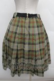 画像2: Jane Marple / ウールチェックスカート  カーキ S-25-12-12-059-JM-SK-HR-ZS (2)