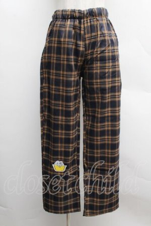 画像: NieR Clothing / 刺繍タータンチェックパンツ  黒ｘイエロー S-25-12-12-062-PU-PA-HR-ZS