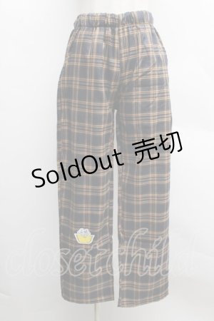 画像: NieR CLOTHING / 刺繍タータンチェックパンツ  黒ｘイエロー S-25-12-12-062-PU-PA-HR-ZS