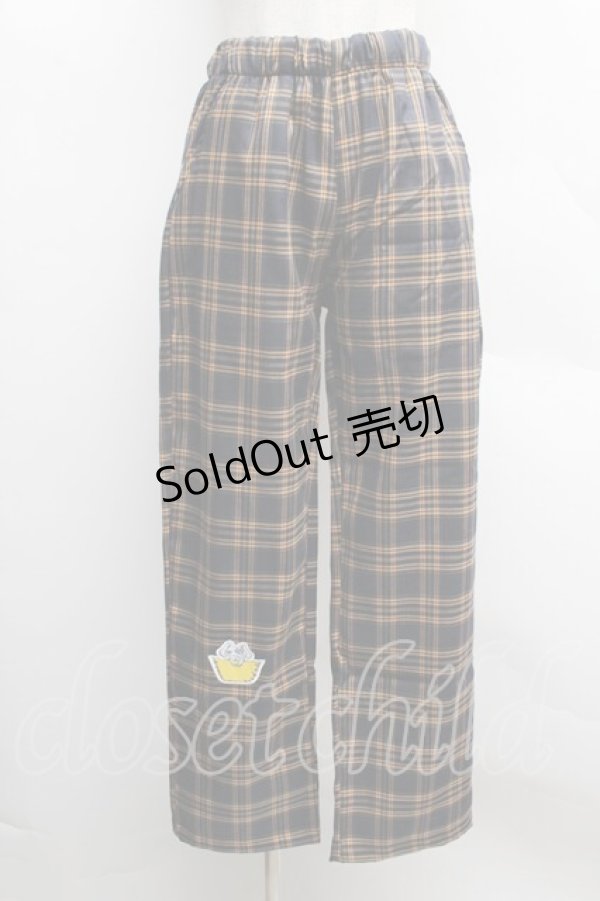 画像1: NieR CLOTHING / 刺繍タータンチェックパンツ  黒ｘイエロー S-25-12-12-062-PU-PA-HR-ZS (1)