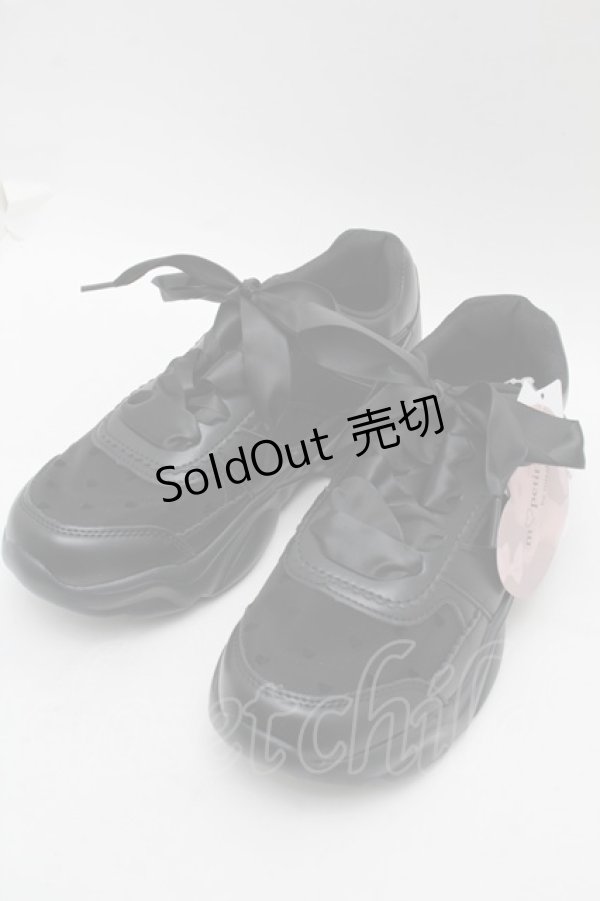 画像1: m petit by misako / AMハートガラチュールスニーカー M 黒 S-25-12-12-019-LO-SH-AS-ZS (1)