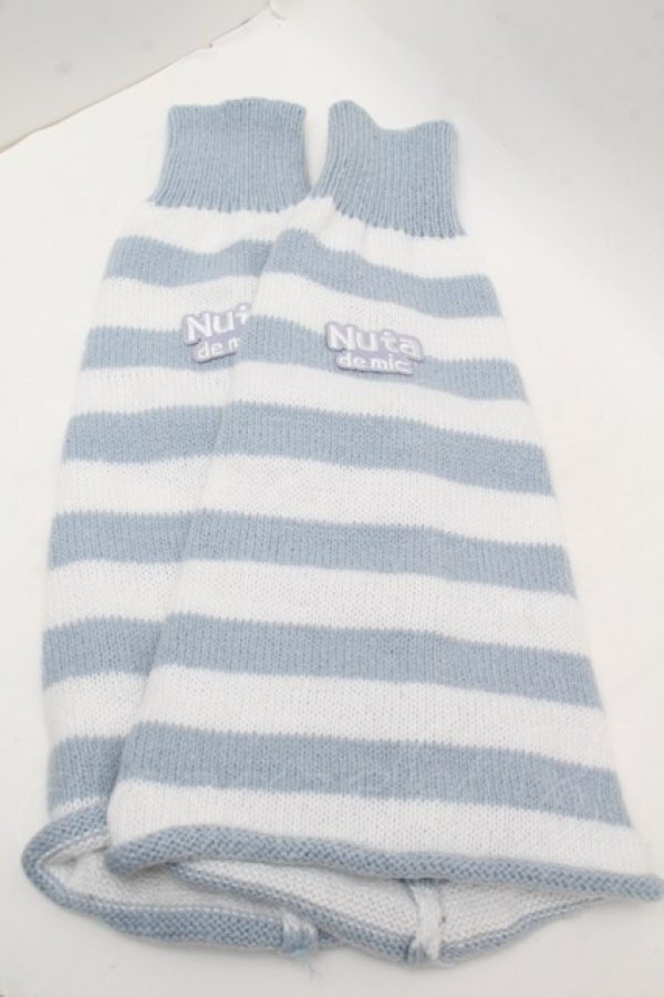画像1: Nuta de mic / 幸せな一歩を踏み出せるレッグウォーマー  白ｘサックス S-25-12-12-022-PU-ZA-HR-ZS (1)