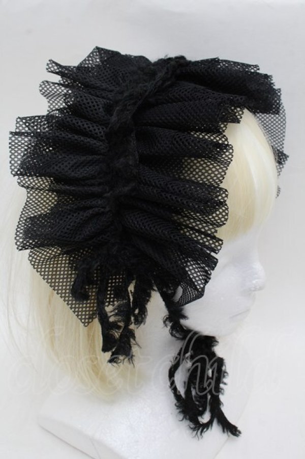 画像3: MARBLE / メッシュフリルヘッドドレス  黒 S-25-12-12-023-GO-AC-AS-ZS (3)