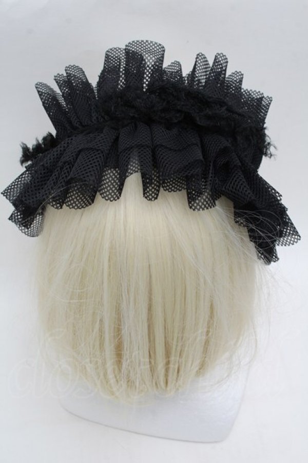 画像4: MARBLE / メッシュフリルヘッドドレス  黒 S-25-12-12-023-GO-AC-AS-ZS (4)