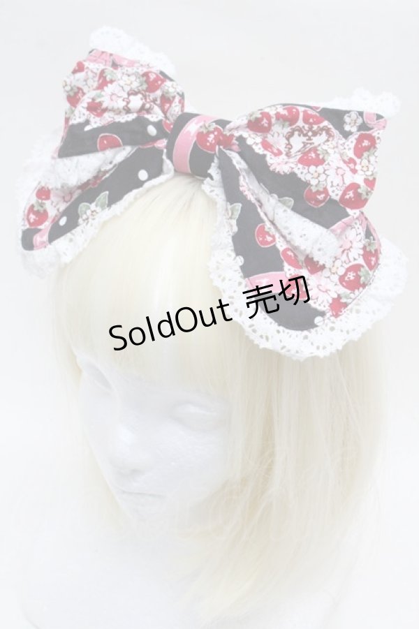 画像1: BABY,THE STARS SHINE BRIGHT / Juicy Strawberry Memoryカチューシャ  黒 S-25-12-12-024-BA-AC-AS-ZS (1)