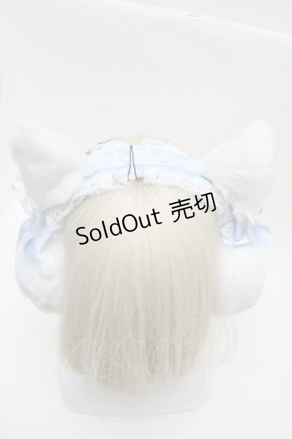 画像3: ililil / 飼ってくれるかニャ？イヤーマフ  白ｘサックス S-25-12-12-026-PU-AC-HR-ZS (3)