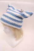 画像2: PUNK / 猫耳ニット帽  白ｘブルー S-25-12-12-029-PU-AC-HR-ZS (2)