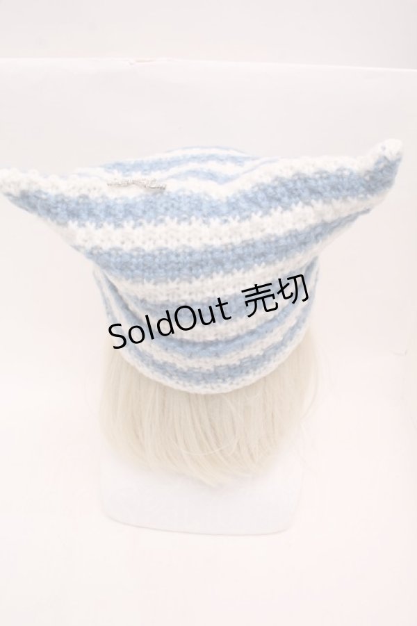 画像4: PUNK / 猫耳ニット帽  白ｘブルー S-25-12-12-029-PU-AC-HR-ZS (4)