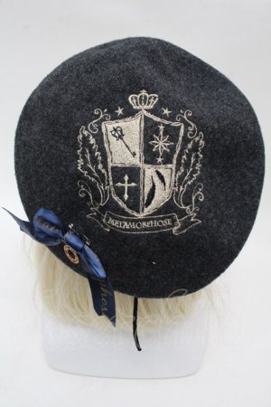 画像: metamorphose / エンブレム刺繍ベレー  黒 S-25-12-12-031-ME-AC-HR-ZS