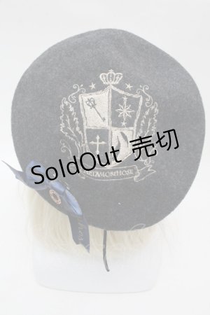 画像: metamorphose / エンブレム刺繍ベレー  黒 S-25-12-12-031-ME-AC-HR-ZS