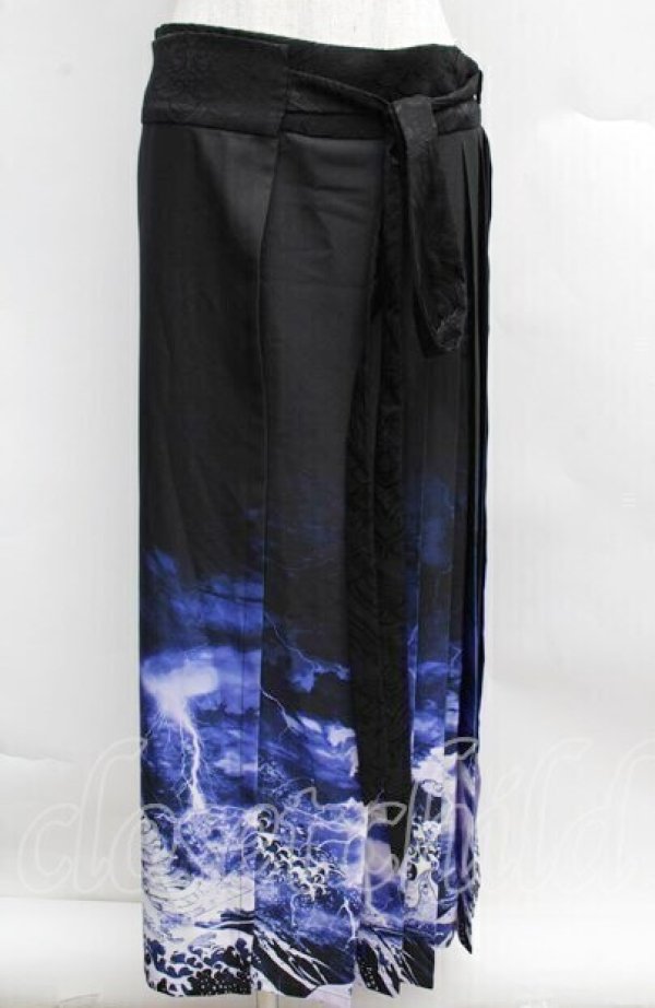 画像1: REZEN / ガシャドクロ柄巻きスカート M 京紫 S-25-12-13-043-LO-PA-AS-ZS (1)