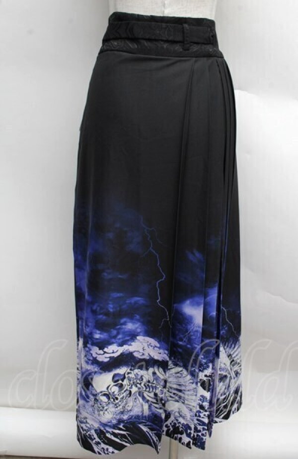 画像2: REZEN / ガシャドクロ柄巻きスカート M 京紫 S-25-12-13-043-LO-PA-AS-ZS (2)