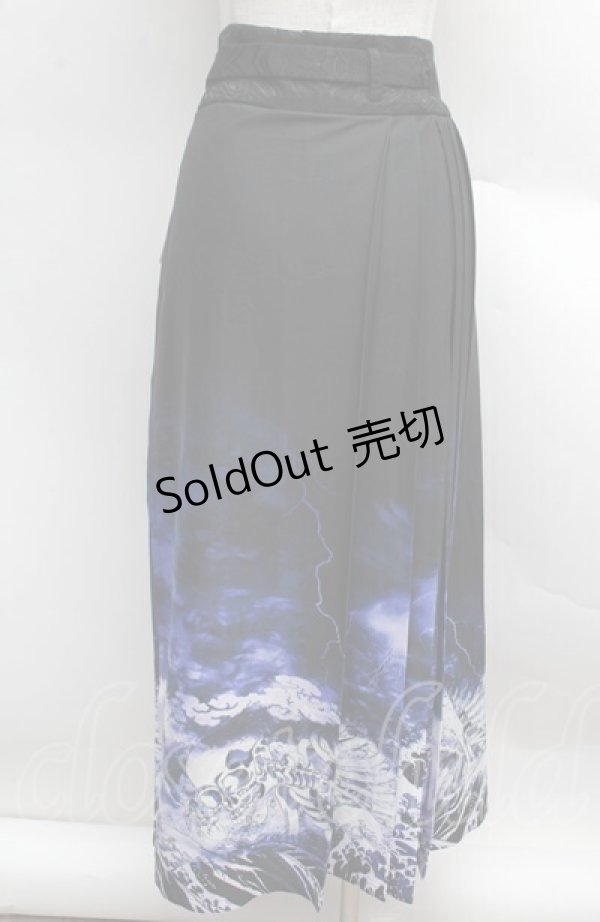 画像2: REZEN / ガシャドクロ柄巻きスカート M 京紫 S-25-12-13-043-LO-PA-AS-ZS (2)