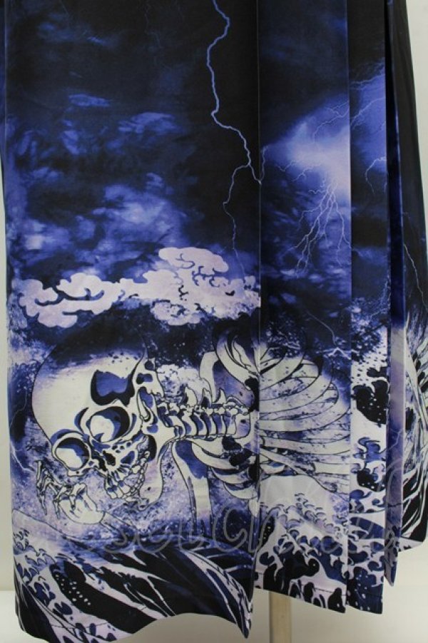 画像3: REZEN / ガシャドクロ柄巻きスカート M 京紫 S-25-12-13-043-LO-PA-AS-ZS (3)