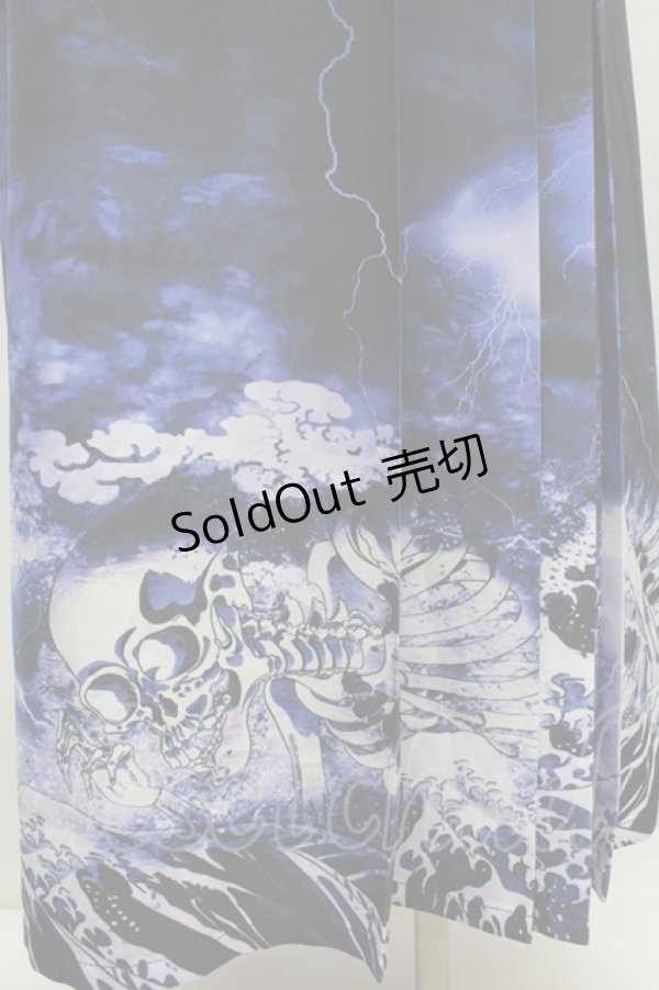 画像3: REZEN / ガシャドクロ柄巻きスカート M 京紫 S-25-12-13-043-LO-PA-AS-ZS (3)