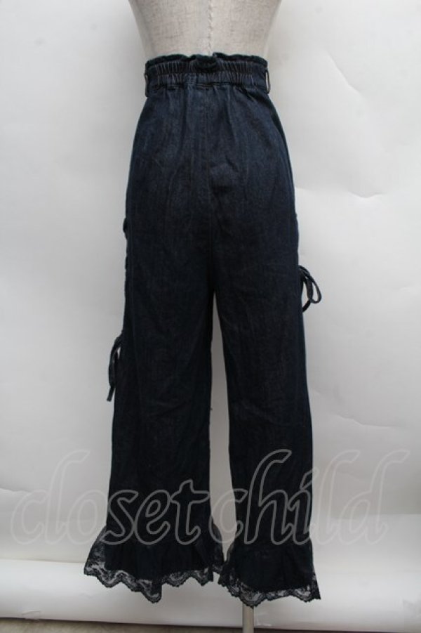 画像2: axes femme / 裾チュールデニムパンツ  紺 S-25-12-13-044-AX-PA-AS-ZS (2)