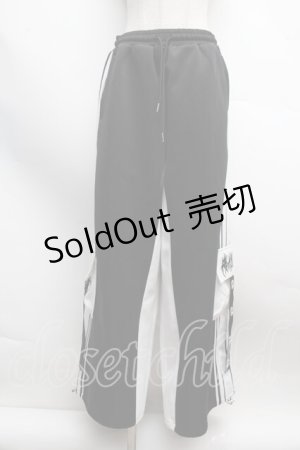 画像: Amilige / バイカラー裾ポケットラインジャージパンツ  黒ｘ白 S-25-12-13-049-PU-PA-AS-ZS
