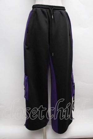 画像: Amilige / バイカラー裾ポケットラインジャージパンツ  黒ｘ紫 S-25-12-13-050-PU-PA-AS-ZS