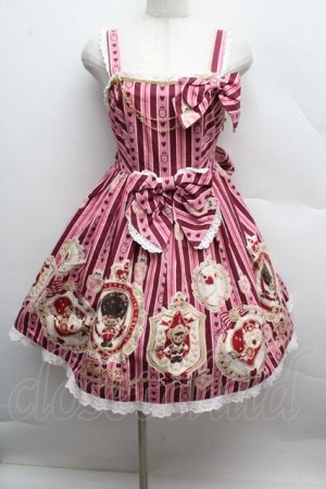 画像: BABY,THE STARS SHINE BRIGHT / くまくみゃのRoyal Kingdom柄ジャンパースカートII  ピンク S-25-12-13-054-BA-OP-AS-ZS