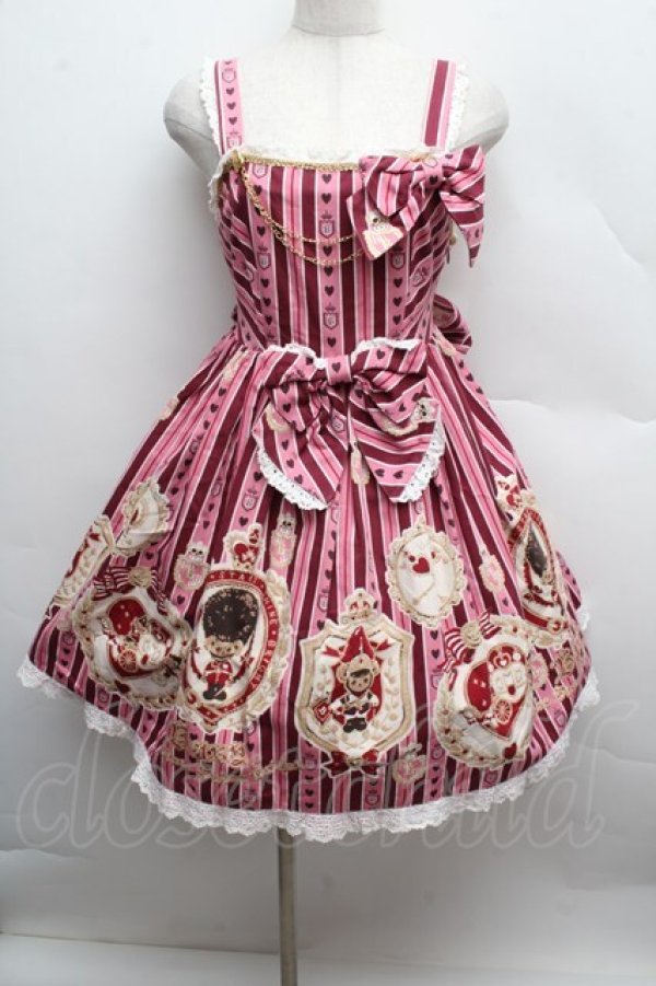 画像1: BABY,THE STARS SHINE BRIGHT / くまくみゃのRoyal Kingdom柄ジャンパースカートII  ピンク S-25-12-13-054-BA-OP-AS-ZS (1)