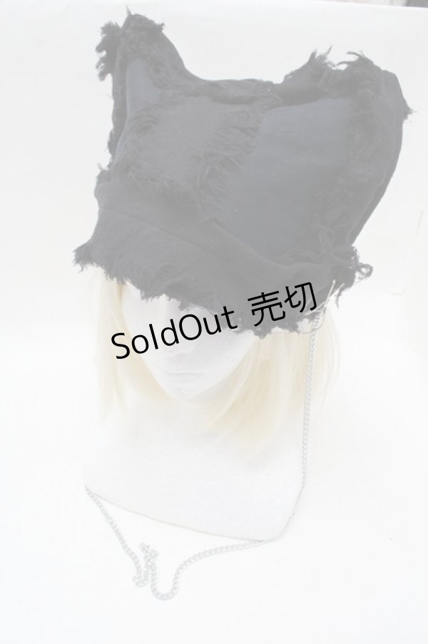 画像1: PUTUMAYO / チェーンネコ耳ハット  黒 S-25-12-13-002-PT-AC-HR-ZS (1)