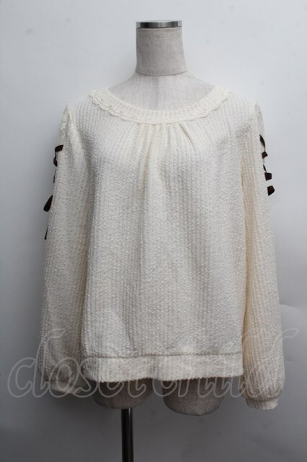 画像1: axes femme / 袖レースアッププルオーバー  オフ S-25-12-13-015-AX-TO-HR-ZS (1)