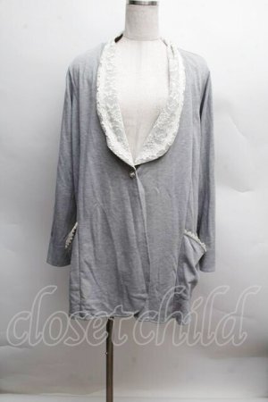 画像: axes femme / レース切替カーディガン  グレー S-25-12-13-018-AX-BL-HR-ZS