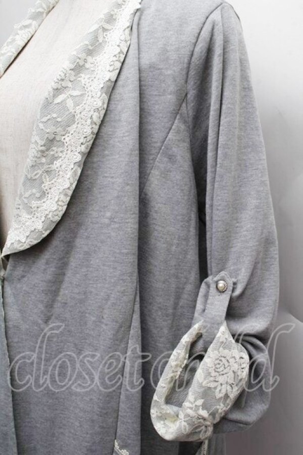 画像3: axes femme / レース切替カーディガン  グレー S-25-12-13-018-AX-BL-HR-ZI (3)