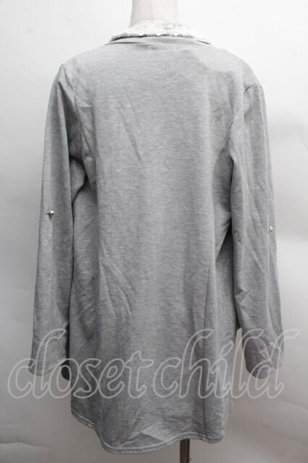 画像2: axes femme / レース切替カーディガン  グレー S-25-12-13-018-AX-BL-HR-ZI (2)