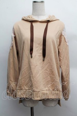 画像: axes femme / 肩レースプルパーカー  ベージュ S-25-12-13-021-AX-BL-HR-ZS