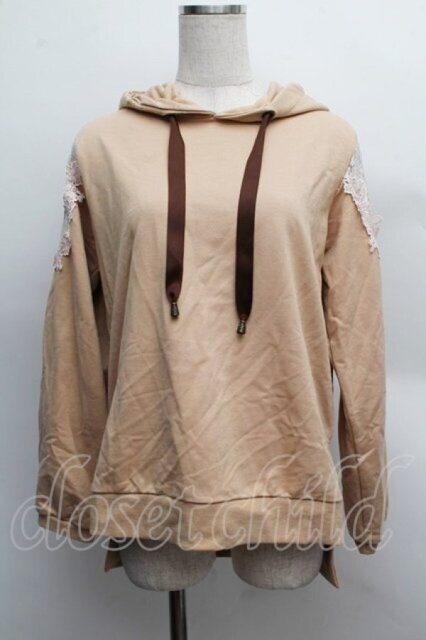 画像1: axes femme / 肩レースプルパーカー  ベージュ S-25-12-13-021-AX-BL-HR-ZI (1)