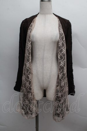 画像: axes femme / レース切替カーディガン  ブラウン S-25-12-13-022-AX-BL-HR-ZS